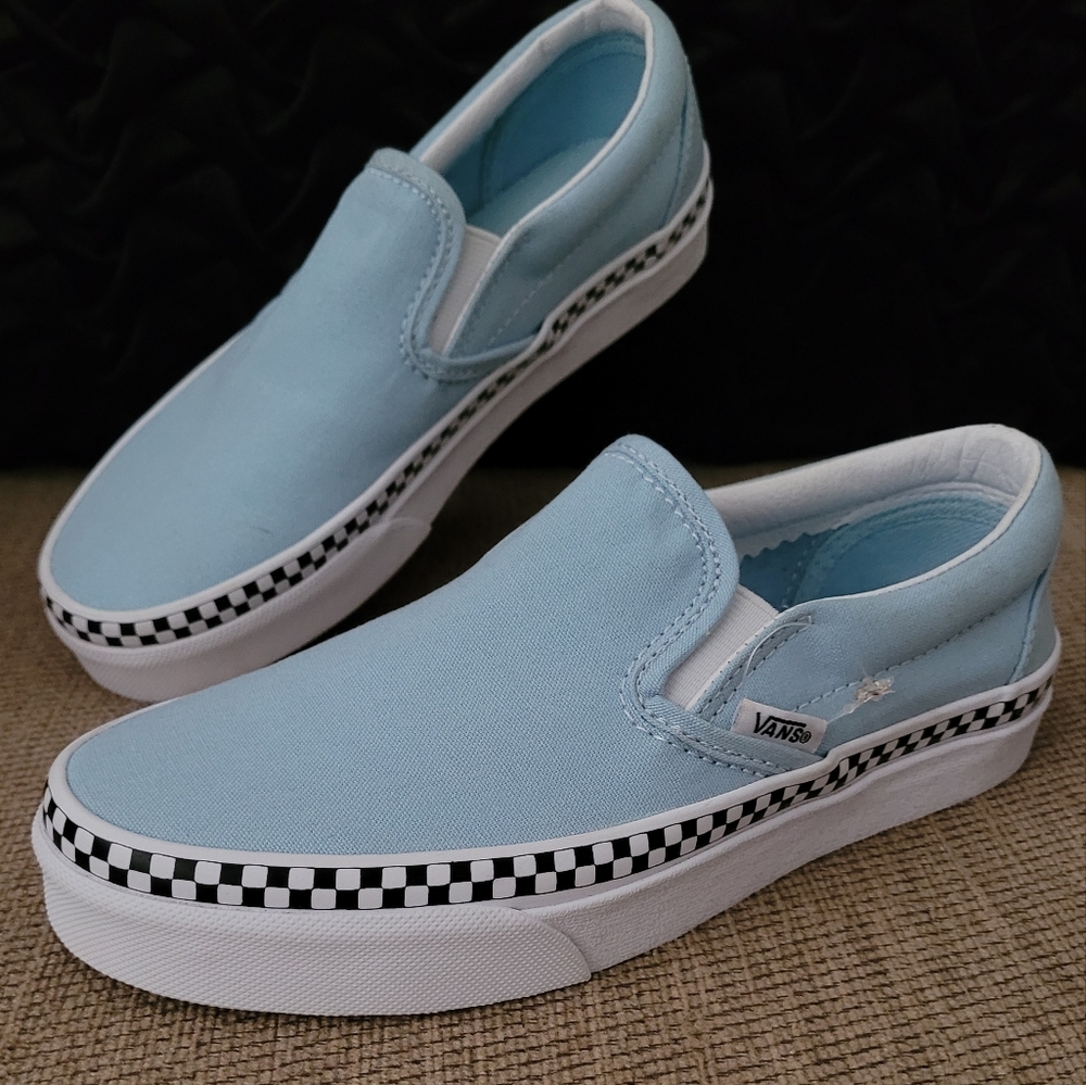 VANS 500714 UNISEX LITE BLUE LOW TOP SLIP ON SNEAKERS